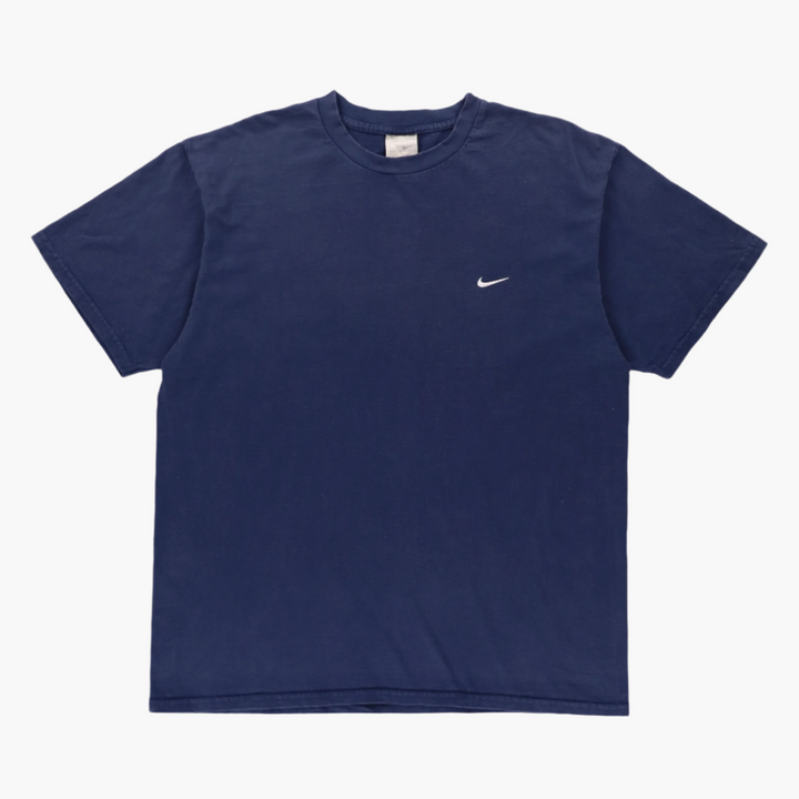 NIKE Embroidered Swoosh Logo Navy & White Tee (L)