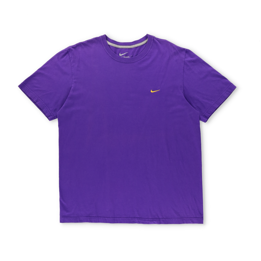 NIKE Purple & Yellow Regular Fit Embroidered Swoosh Logo Tee (XL-XXL)