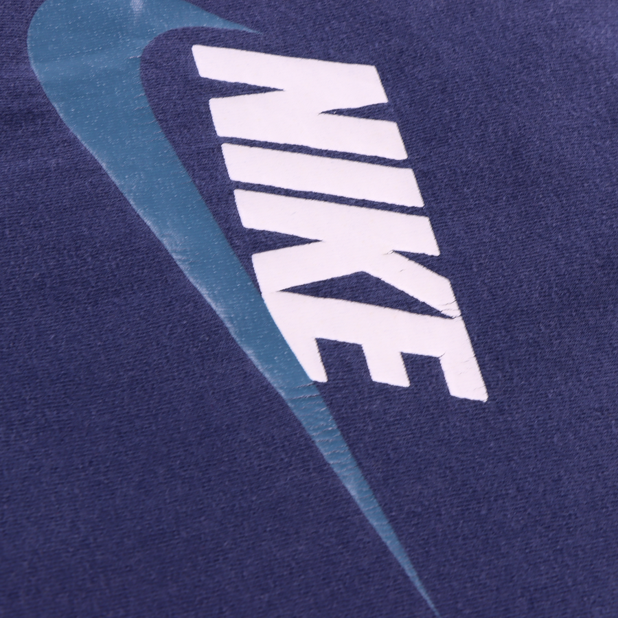 NIKE Classic Navy & Teal Swoosh Logo Graphic Tee (L)