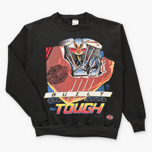 Vintage 1990 HARLEY DAVIDSON "Built Tough" Tattooed Biker USA Made Sweatshirt (M) Vintage Sole Melbourne