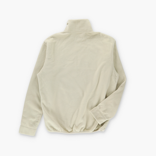 RALPH LAUREN POLO Embroidered Logo 1/4 Zip USA Made Light Beige Fleece Sweatshirt (S)