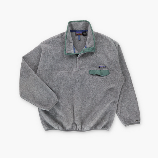 PATAGONIA 'Synchilla 1/4 Snap-T Grey & Green Fleece Sweatshirt (L-XL)