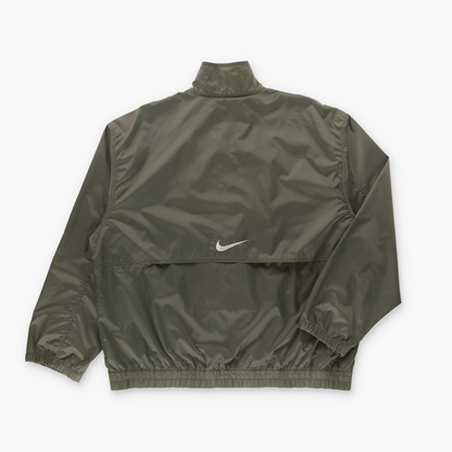 NIKE Green & Silver Embroidered Swoosh Logo Hidden Back Pocket Windbreaker Jacket (XL)