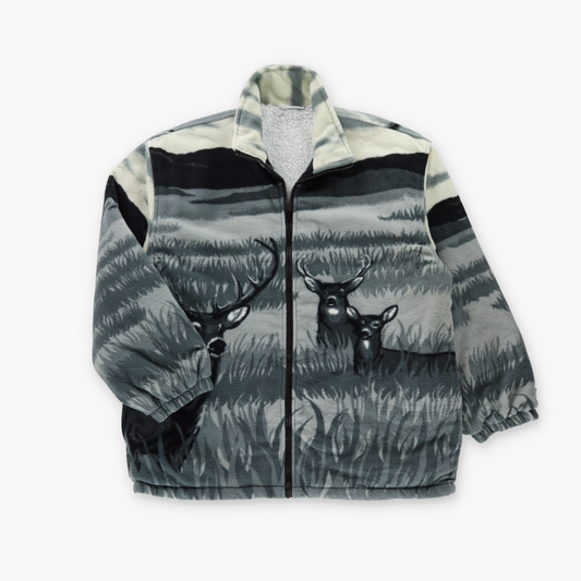 Grey Field Deer All Over CW CLASSICS Fleece Jacket (L)