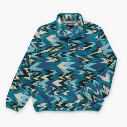 PATAGONIA Blue 'Synchilla' 1/4 Snap 'Trout Tales Elwha' Fleece Sweatshirt (L)