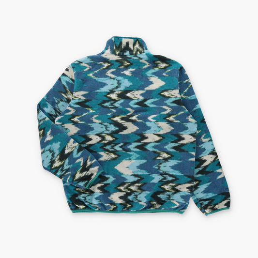 PATAGONIA Blue 'Synchilla' 1/4 Snap 'Trout Tales Elwha' Fleece Sweatshirt (Women's XL)