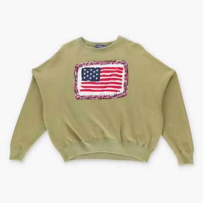 Vintage POLO RALPH LAUREN American Flag Green Sweatshirt *Aubs Vintage Sole Melbourne