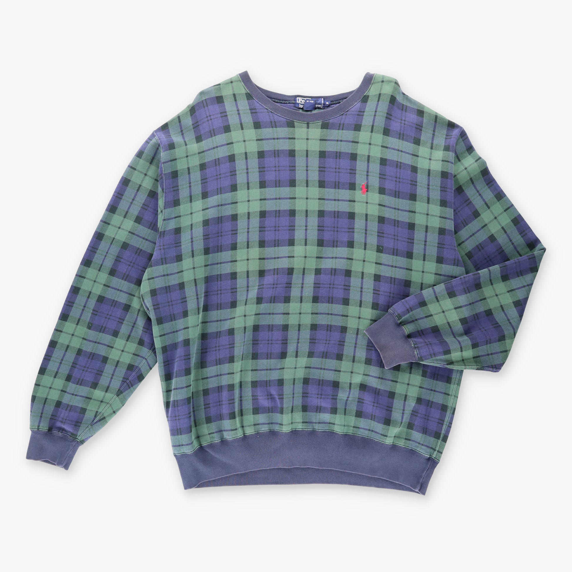 Vintage POLO RALPH LAUREN Embroidered Logo Plaid Navy Sweatshirt *aubs Vintage Sole Melbourne