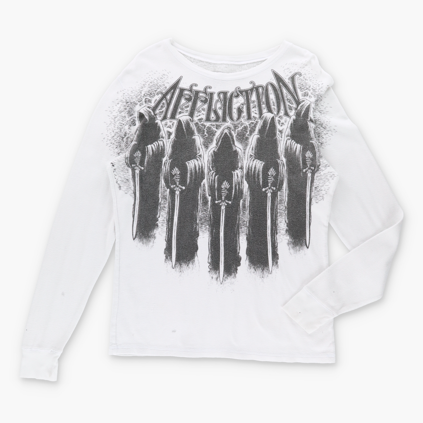 Vintage AFFLICTION Y2K Sword Thermal Long Sleeve T-Shirt (L-XL) *Aubs Vintage Sole Melbourne