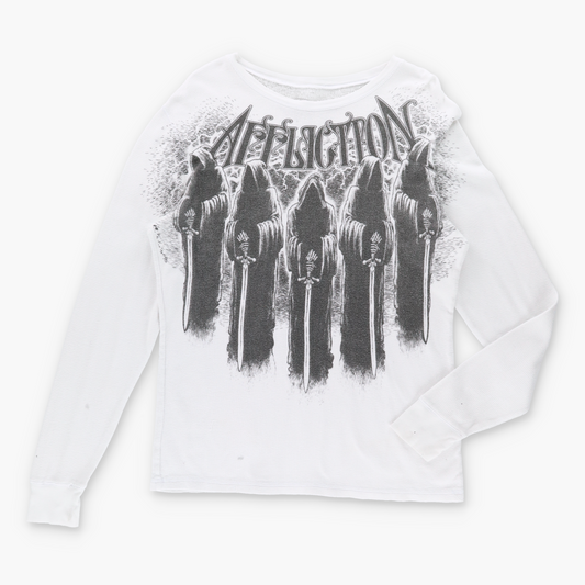 Vintage AFFLICTION Y2K Sword Thermal Long Sleeve T-Shirt (L-XL) *Aubs Vintage Sole Melbourne