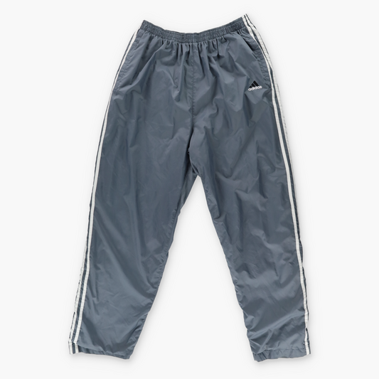 ADIDAS Embroidered Logo Grey & White Tear Away Trackpants (XL)