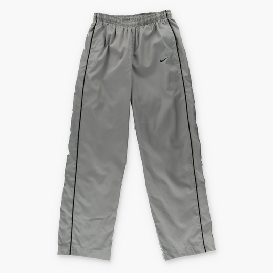 NIKE Embroidered Swoosh Logo Grey & Black Track Pants (S)