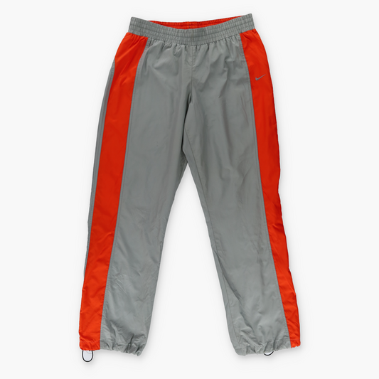 NIKE Embroidered Swoosh Logo Orange & Grey Drawstring Track Pants (M)