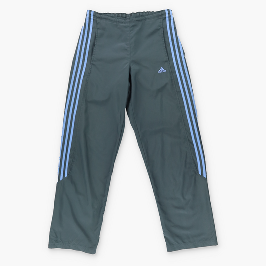 ADIDAS Embroidered Logo Grey & Blue Three Stripe Track Pants (S-M)