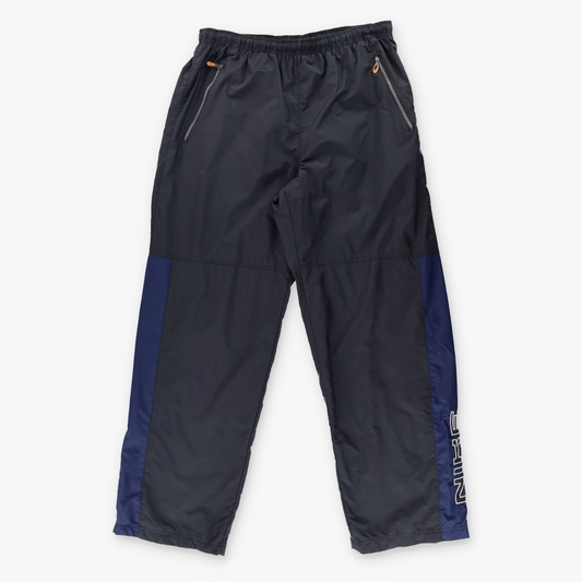 NIKE Embroidered Spell Out Logo Grey & Navy Track Pants (L)