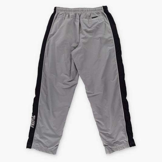 NIKE Embroidered Spell Out Logo Grey & Black Track Pants (M)