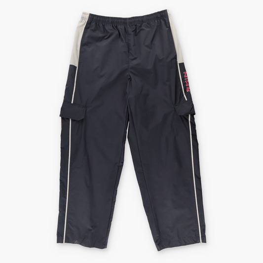 NIKE Embroidered Spell Out Logo Pocket Cargo Grey & Black Track Pants (XL)