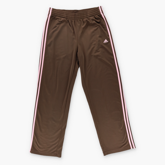 ADIDAS Embroidered Logo Brown & Pink 3 Stripe Track Pants (L)
