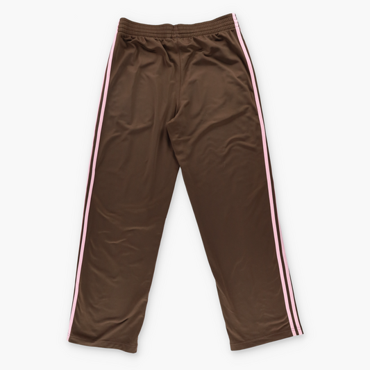 ADIDAS Embroidered Logo Brown & Pink 3 Stripe Track Pants (L)