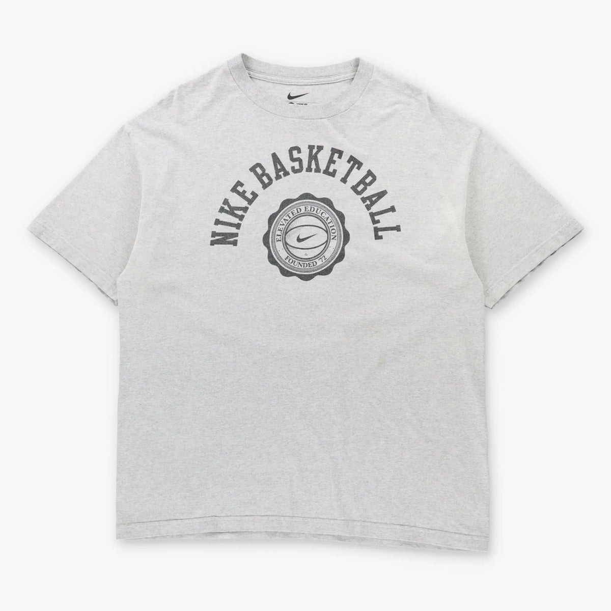 Vintage NIKE Basketball "Elevated Education" Loose Fit Grey T-Shirt (XL)