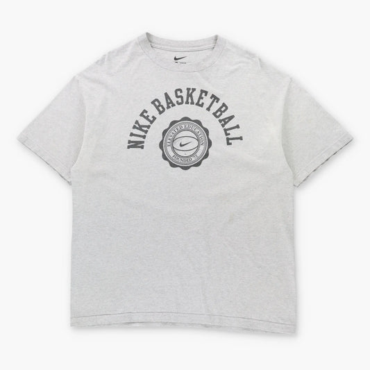 Vintage NIKE Basketball "Elevated Education" Loose Fit Grey T-Shirt (XL)