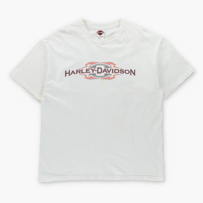 Vintage HARLEY DAVIDSON Appleton Clarksville Tennessee White USA Made Motorcycle Tee (XL)