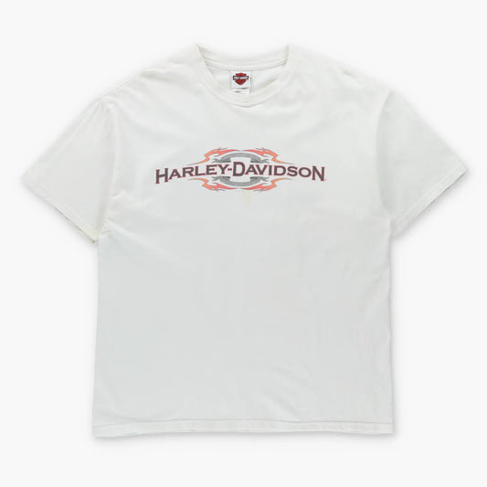 Vintage HARLEY DAVIDSON Appleton Clarksville Tennessee White USA Made Motorcycle Tee (XL)