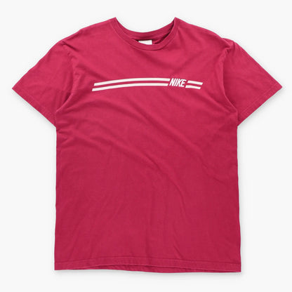 NIKE Vintage Embroidered Spell Out Logo Red T-Shirt (L)