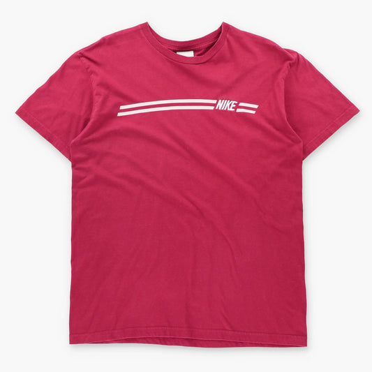 NIKE Vintage Embroidered Spell Out Logo Red T-Shirt (L)