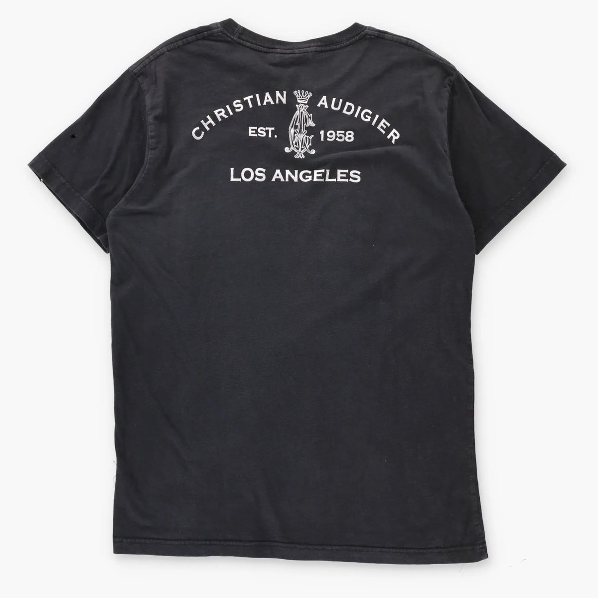 Vintage CHRISTIAN AUDIGIER Embellished Pistol Black Y2K Tee (M)