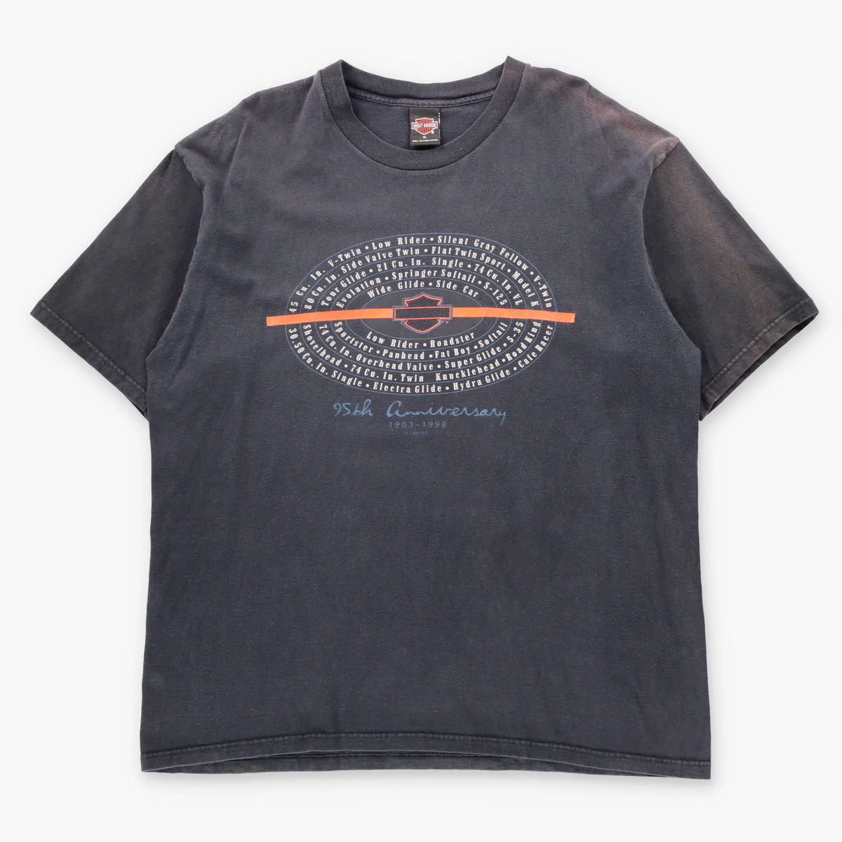 Vintage 1997 HARLEY DAVIDSON 95th Anniversary El Paso Texas Faded Black USA Made T-Shirt (XL)