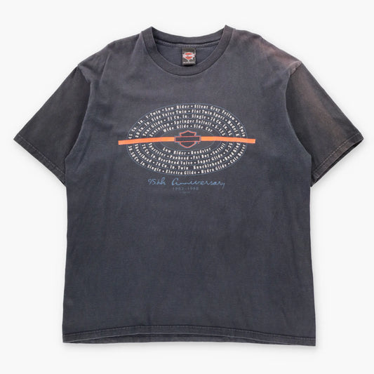 Vintage 1997 HARLEY DAVIDSON 95th Anniversary El Paso Texas Faded Black USA Made T-Shirt (XL)