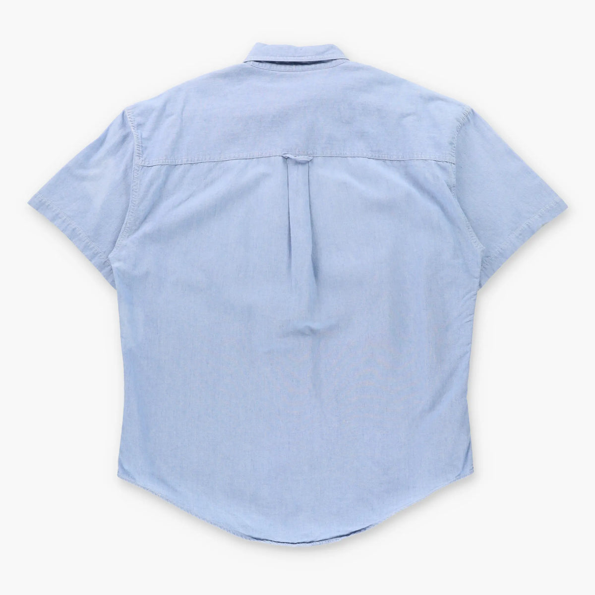 Vintage CHAPS RALPH LAUREN Embroidered Logo Front Pocket Light Blue Short Sleeve Button Down Shirt (XL)