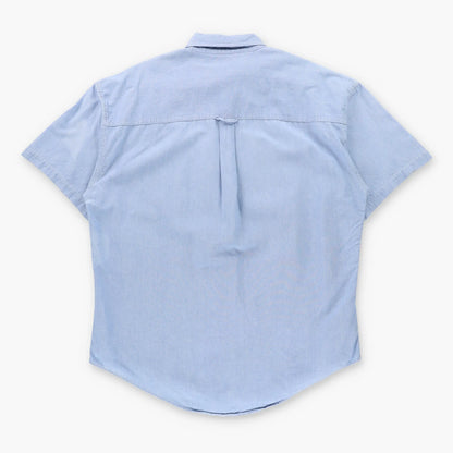 Vintage CHAPS RALPH LAUREN Embroidered Logo Front Pocket Light Blue Short Sleeve Button Down Shirt (XL)