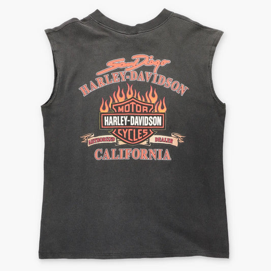 Vintage HARLEY DAVIDON San Diego California Dark Grey USA Made Muscle Tank (L)