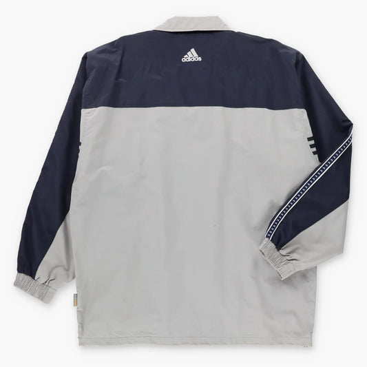 ADIDAS Embroidered Logo Vintage Light Grey & Black Full Zip Windbreaker Jacket (L)