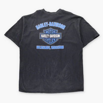 Vintage HARLEY DAVIDSON Road House Milwaukee Wisconsin USA Made Motorcycle Tee (XXXL)
