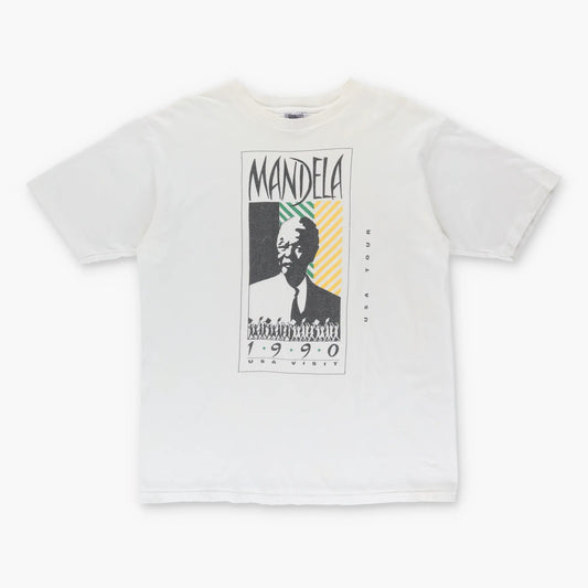 1990 Nelson Mandela USA Tour Single Stitch White T-Shirt  (L-XL) Vintage Sole Melbourne