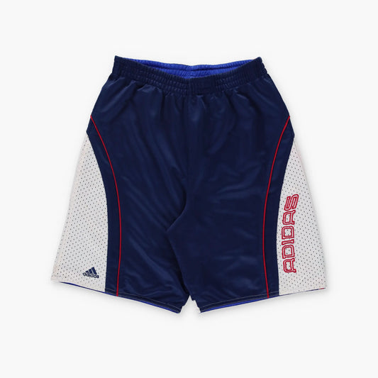 ADIDAS Reversible Blue & White Mesh Embroidered Logo Retro Basketball Shorts (S) ***COCO Vintage Sole Melbourne