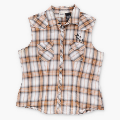 Vintage HARLEY DAVIDSON Embroidered 110th Anniversary Plaid Button Up Vest (M-L) Vintage Sole Melbourne