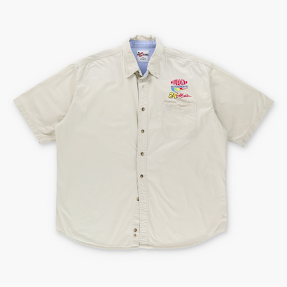 Vintage NASCAR #24 Jeff Gordon Embroidered Dupont Beige Button Up Racing Shirt (XL) Vintage Sole Melbourne