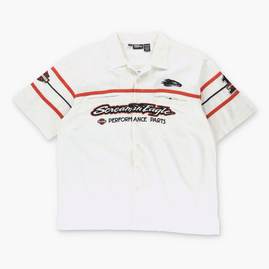 Vintage HARLEY DAVIDSON Screamin' Eagle Embroidered Racing Button Up Shirt (XL)