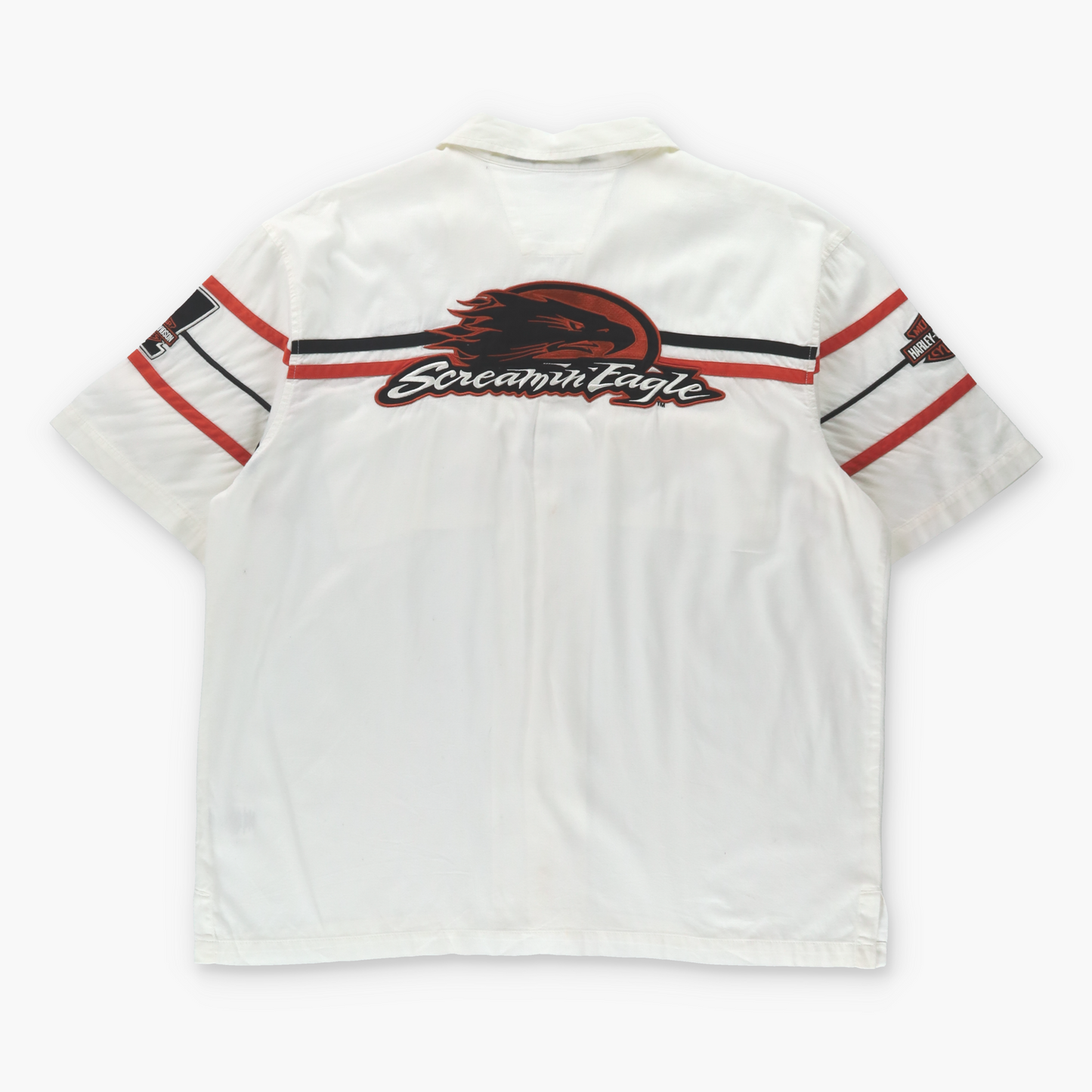 Vintage HARLEY DAVIDSON Screamin' Eagle Embroidered Racing Button Up Shirt (XL) Vintage Sole Melbourne