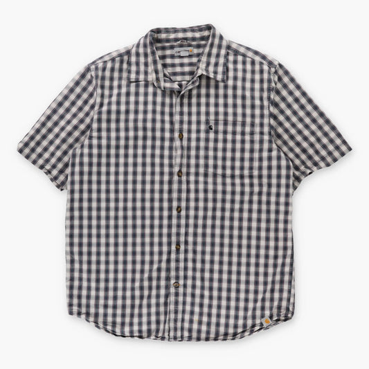 Vintage CARHARTT 'Relaxed Fit' Plaid Embroidered Button Up Shirt (L)