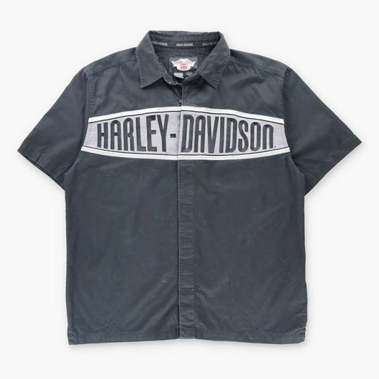 Vintage HARLEY DAVIDSON Spell Out Embroidered Button Up Motorcycle Shirt (L)