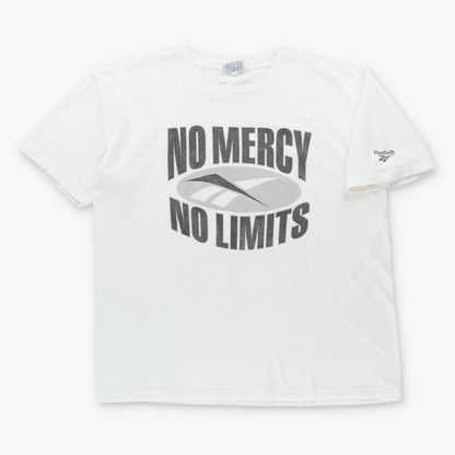 Vintage REEBOK "No Mercy No Limits" Black & White Logo USA Made T-Shirt (XXL) Vintage Sole Melbourne