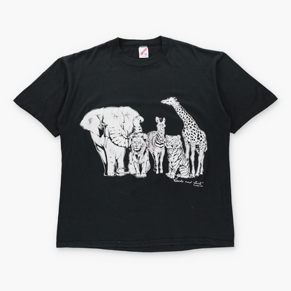 Vintage 'Heads And Tails' Linda Lori Black Double Sided USA Made JERZEES T-Shirt (L-XL) Vintage Sole Melbourne
