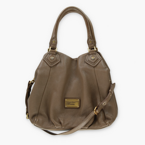 MARC JACOBS 'Classic Q Fran' Taupe Leather Hobo Bag
