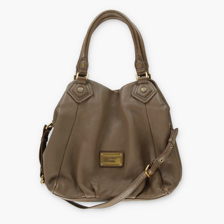 MARC JACOBS 'Classic Q Fran' Taupe Leather Hobo Bag