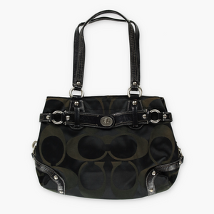 COACH 'Carly' 13300 Black Signature Jacquard Shoulder Bag